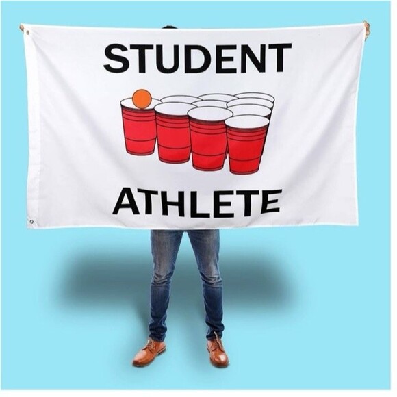 Unbranded Other - Student Athlete  Beer Pong Funny College Student Flag White  Dorm 5'x3' Tapestry